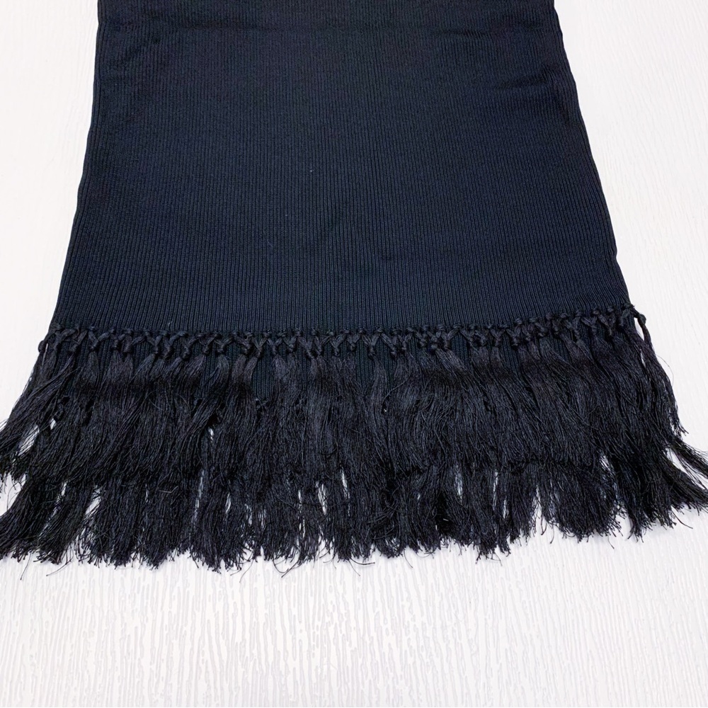 nwt $225 Lauren Ralph Lauren Rib-Knit Pencil Skirt with Fringe-Trim Black Small - Picture 7 of 15